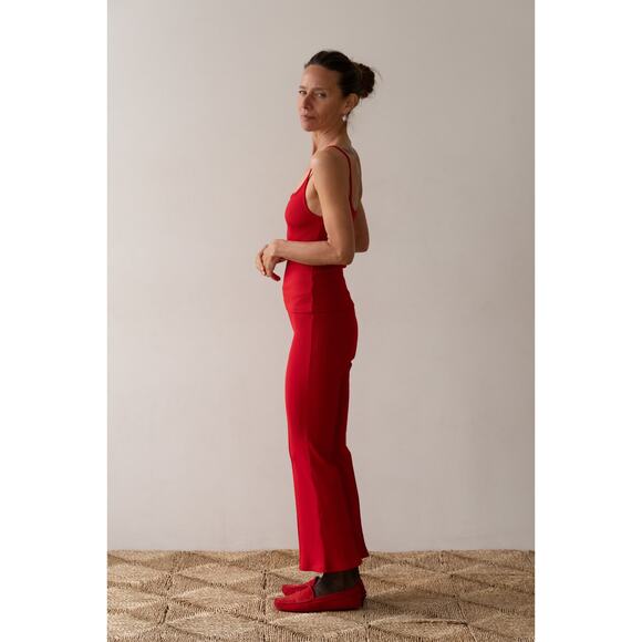 NWT Donni the Rib Kick Flare Pant in Bell Pepper Sz XXS Red Stretch Cropped - Picture 4 of 10
